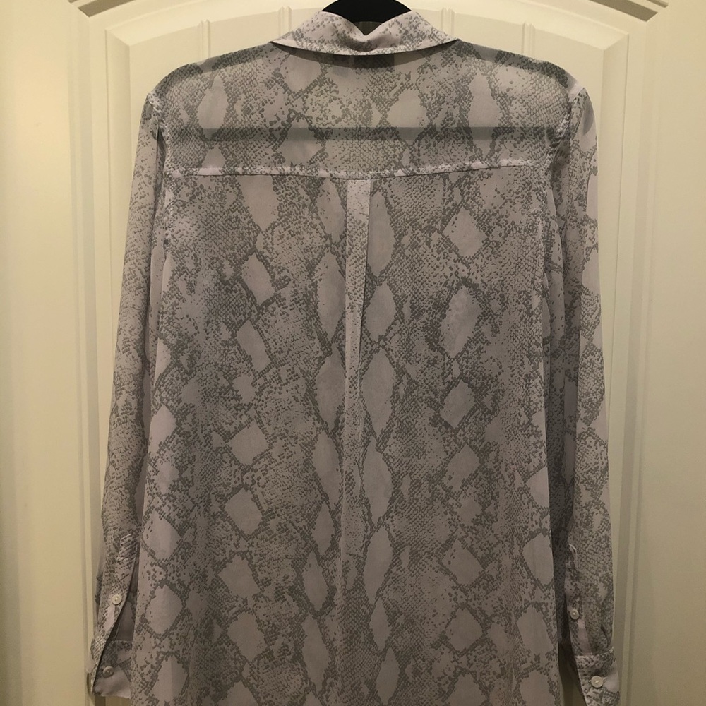 ANA Python Gray Snake Sheer Button Down Blouse - Picture 5 of 5